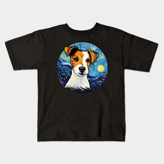 Jack Russell Terrier, van gogh style, starry night, Post-impressionism Kids T-Shirt by Pattyld